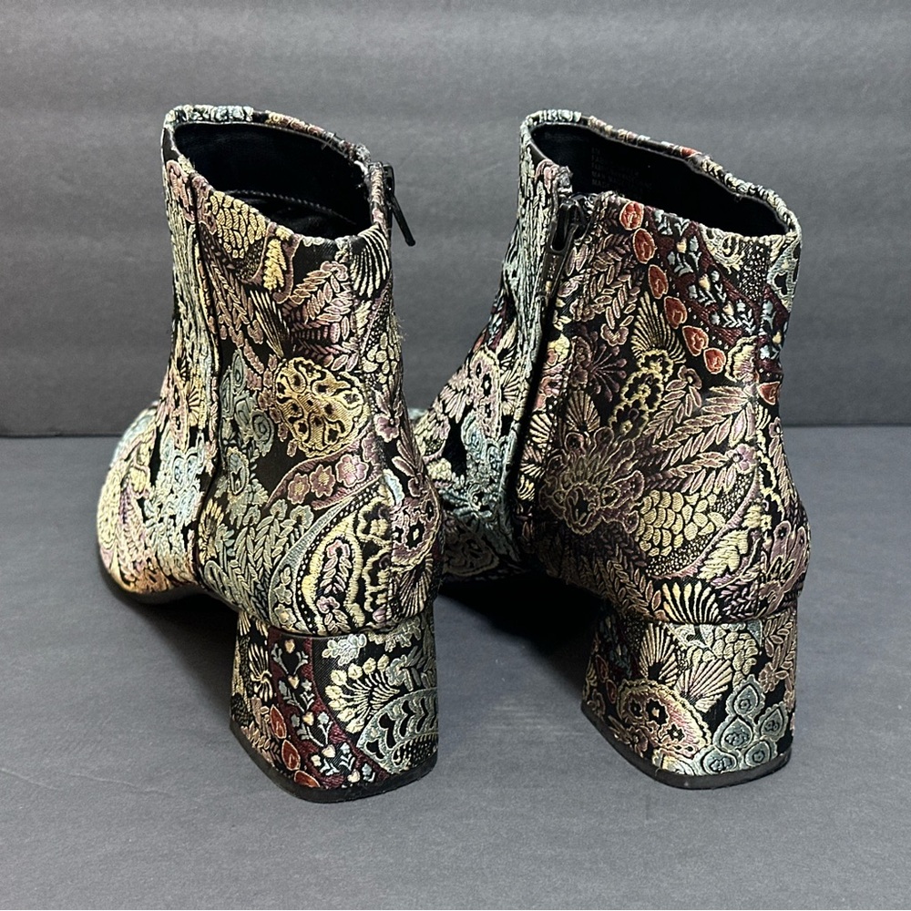 Alex Marie Brocade Ankle Boots – Size 8M – Floral Jacquard Heels - Picture 6 of 9